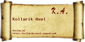 Kollarik Axel névjegykártya